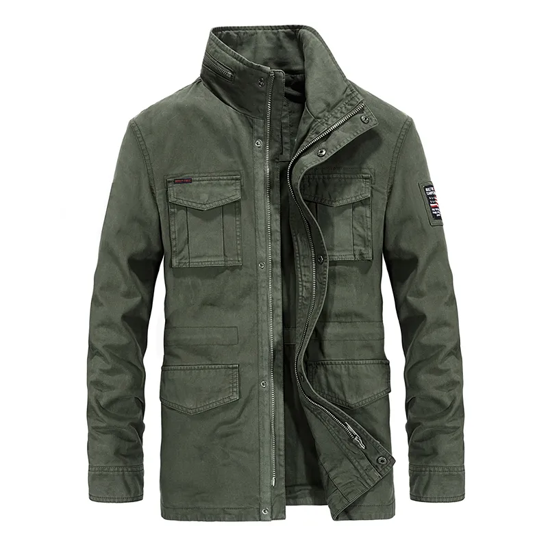 Hommes Vestes Hommes Cargo Veste Bomber Coton Pilote Armée Manteau Combat Tactique Mâle Travail Plus La Taille Asiatique L-4XL