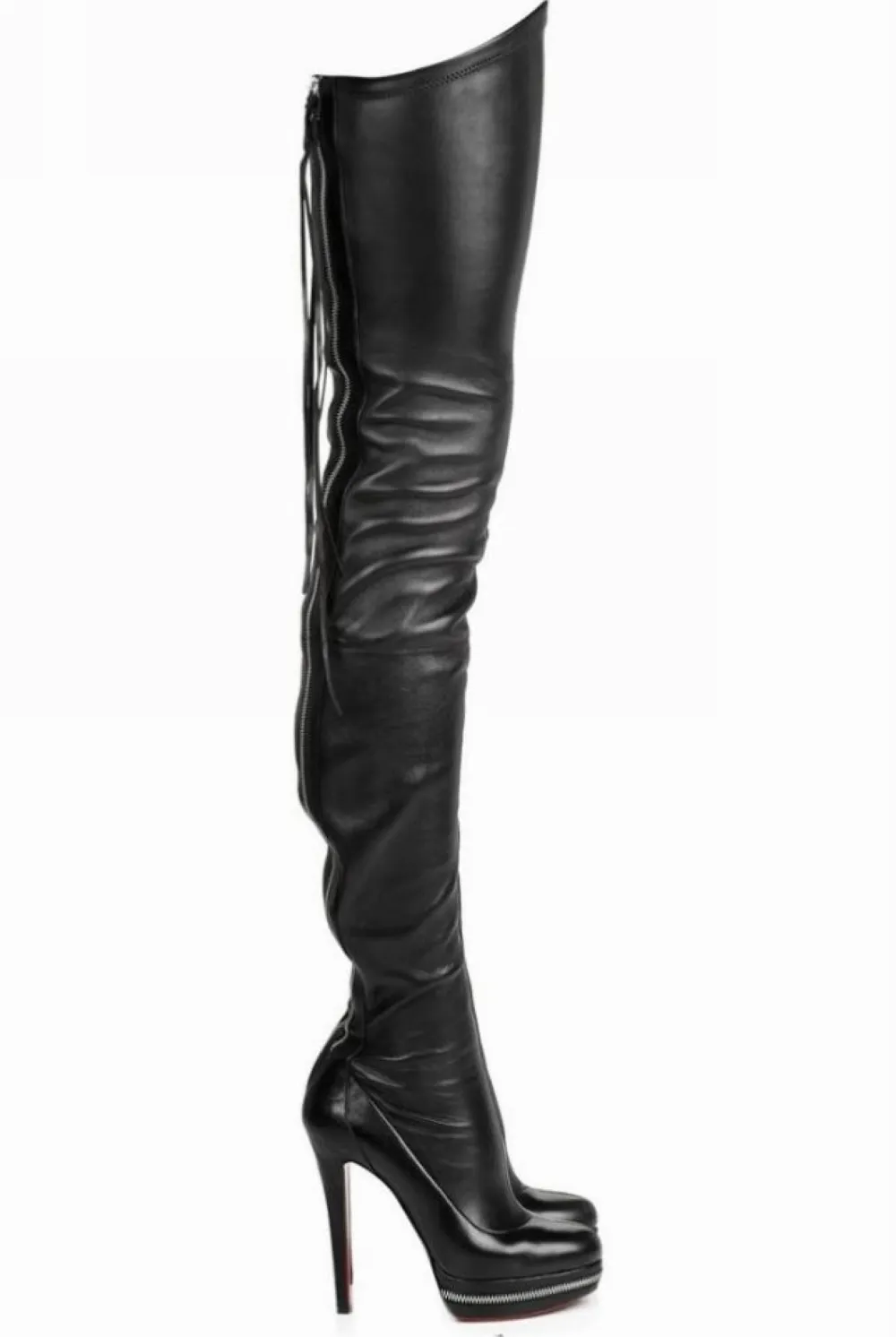 Hot Sale- stövlar kvinnor höga stövlar toppkvalitet italienska elastiska PU slip-on boot kvinna stilettklack skor lårhög stövel sexig zy465