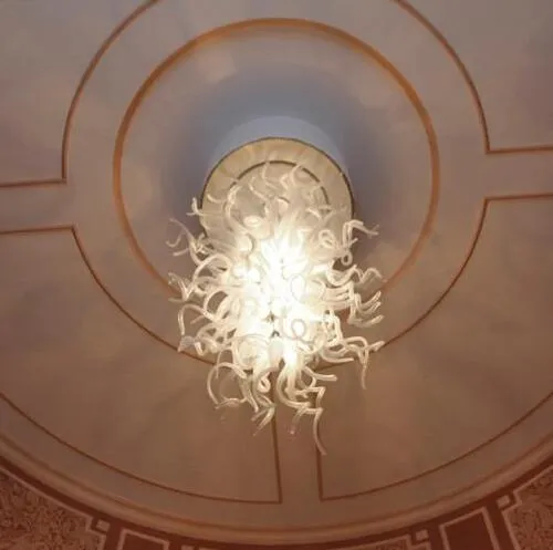 Fancy Luxury Large Chandeliers Lamp Modern White Blown Glass Murano Pendant Light Villa Office Coffee Home Decorative