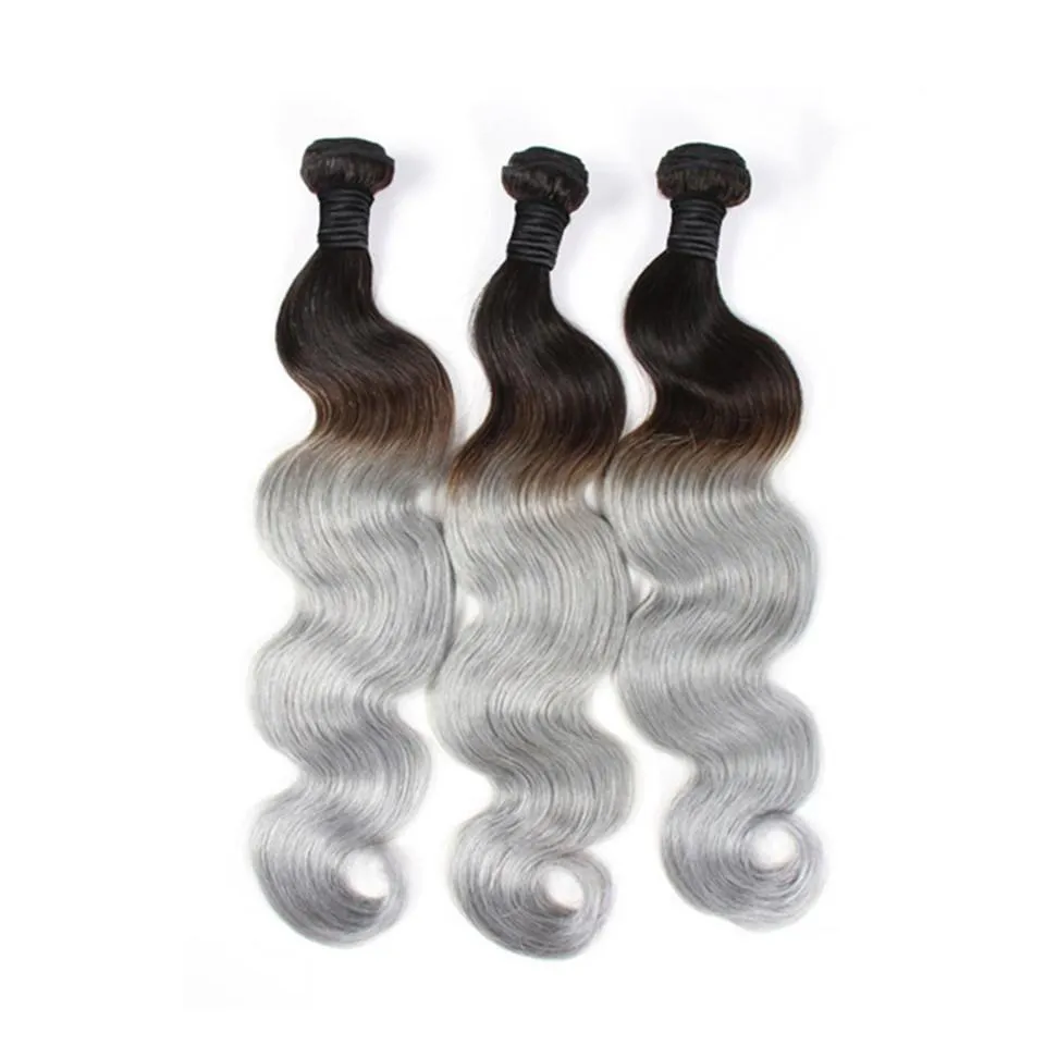 VMAE Brazilian Body Wave 1B/Grey Omabre Human Hair Bundles 3 Pieces Lot Virgin Human Hair Extensions 10 to 30 Inch Human Hair Weaves