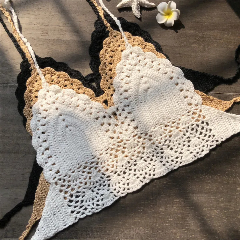 Women Designer Knitted Bra Swimwear Crochet Halter Tops Bikini Vest Sexy  Fashion Bandage Push Up Boho Beach Padded Bras Knit Cami Tanks S XL From  Hao_shops, $6.54