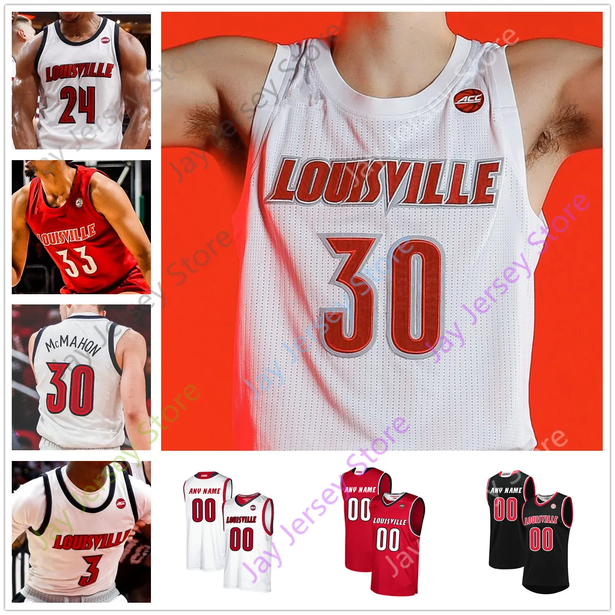 Custom Ville Basketball Jersey College Nwora Ryan Ahon Steven Enoch Samuell Dwayne Sutton Darius Perry