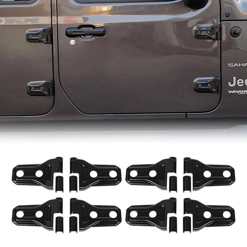 Bisagra de puerta de fibra de carbono ABS, versión de 4 puertas, decoración para Jeep Wrangler JL 2018+, salida de fábrica, accesorios exteriores para automóviles