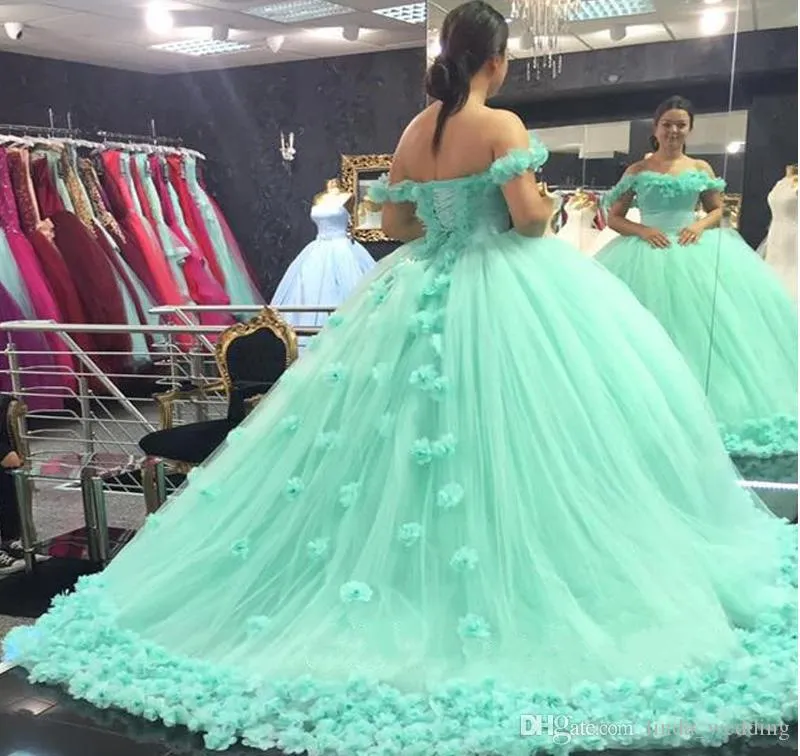 Quinceanera mint green dresses clearance