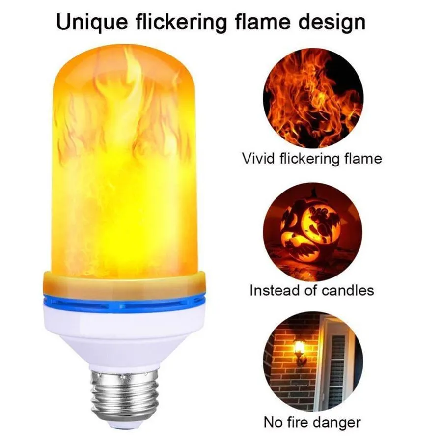 LED Dynamic Flame Effect Corn Bulb AC 85-265V Flickering Emulation Gravity Decor Lamp Creative Fire Lights for Halloween Decorations/Hotel/B