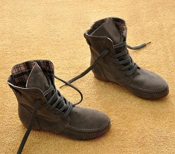 Hot Sale- Snow Motorcycle Boots Female Suede Leather Lace-Up Boot 8 Colors Plus Big Size 35-42 XWX108