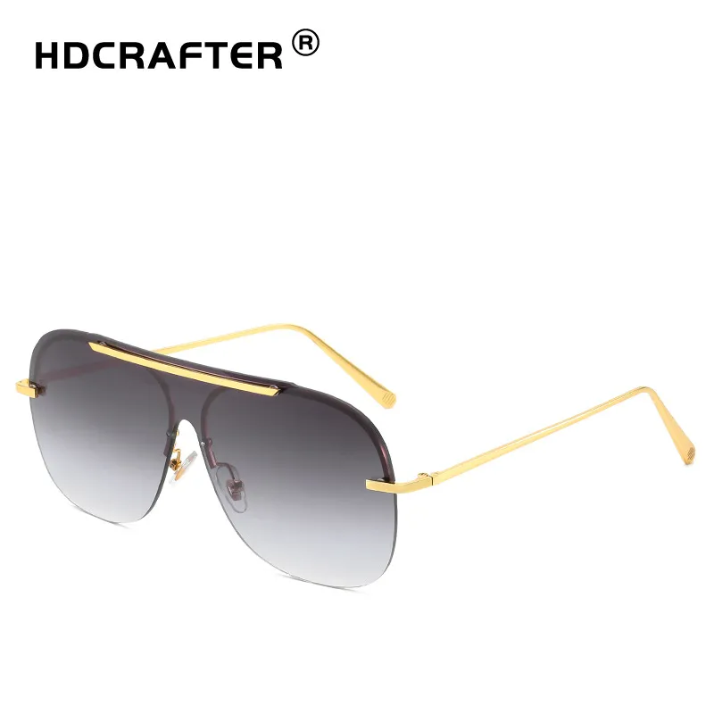 新しい到着2019 HDCrafterのサングラス男性UV400メタルフレーム樹脂レンズ68mm