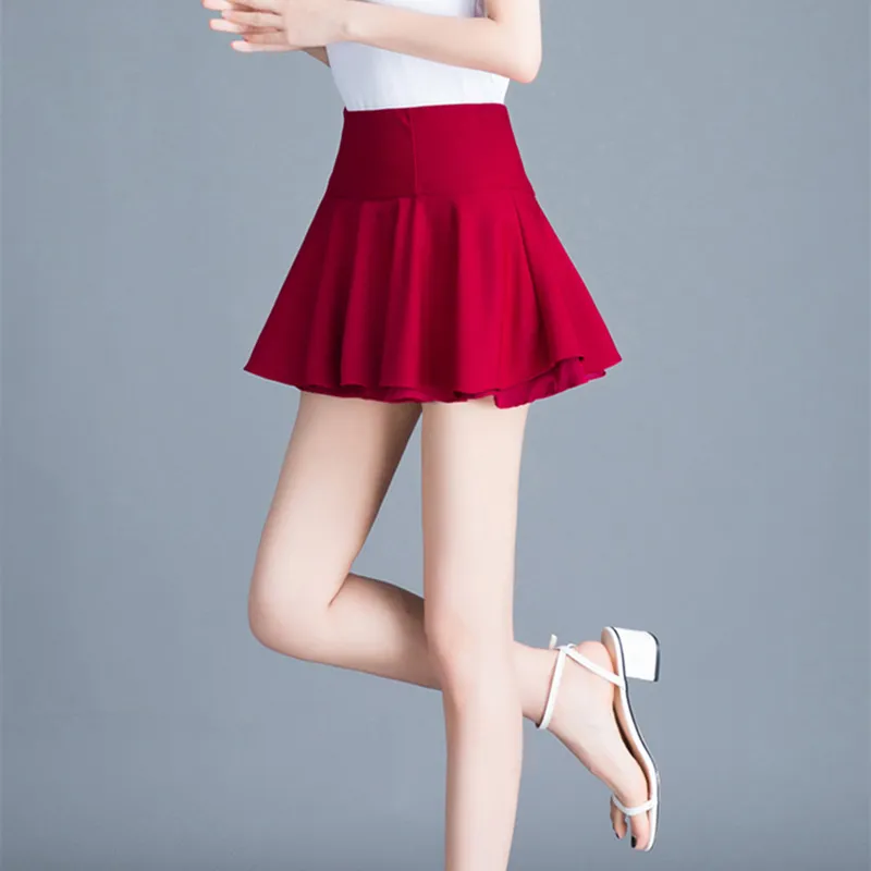 Estilo japonés Lolita Mini Faldas Mujeres Verano Cintura Alta Negro Blanco  Rojo Sexy Falda Colegiala Streetwear Faldas de Gasa para mujer