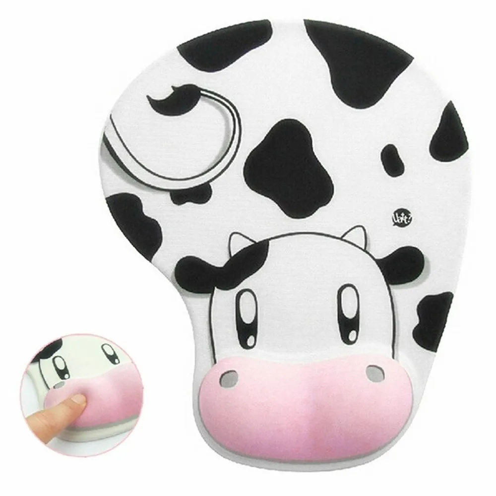 Anime Mouse Pad Ergonomic Mouse Mat With Gel Wrist Rest Cute Cow Design ...