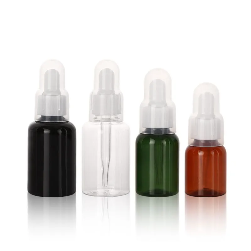 25 35 50 ml Amber PET-flessen met glazen oogdruppeltjes pipetten voor essentiële oliën, colognes parfums Groene plastic druppelaar fles