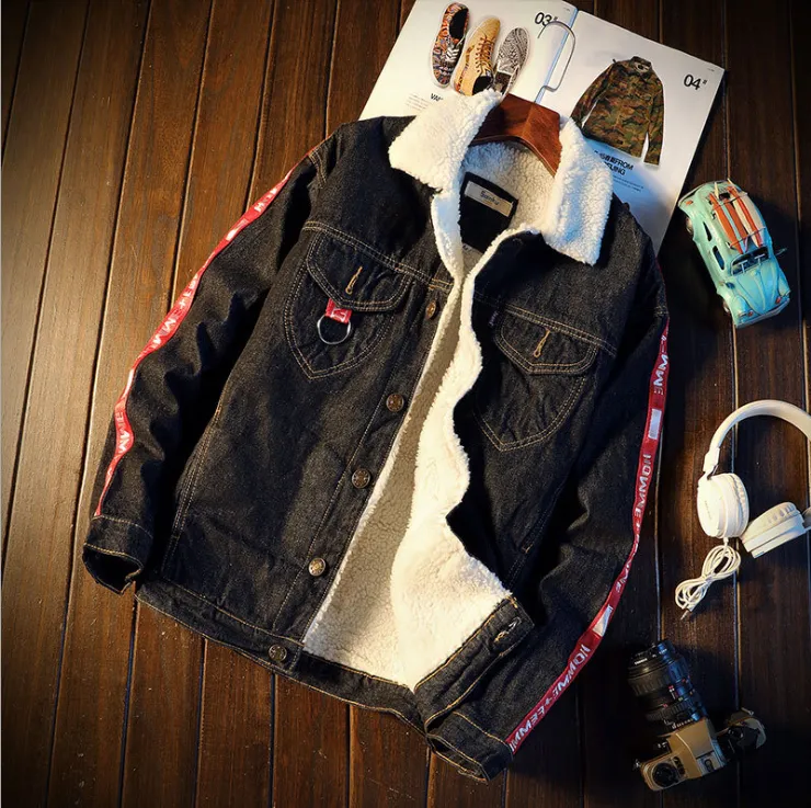Moda Jeans Pele De Carneiro Alinhada 1990s Estilo Jaqueta