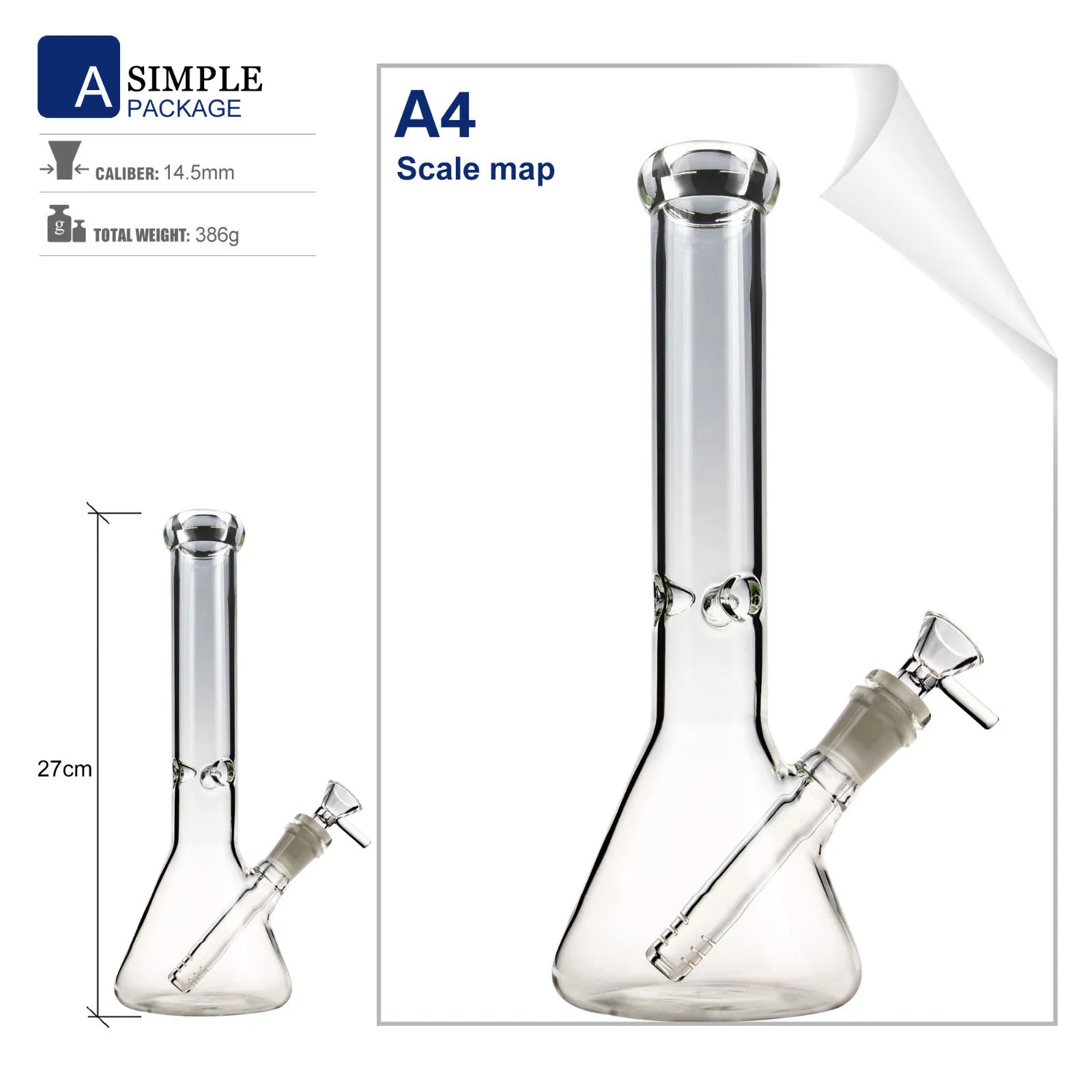 Classical Beaker Base Glass Hookahs Bong Water Pipe Clear Mouth with Glass Bowl