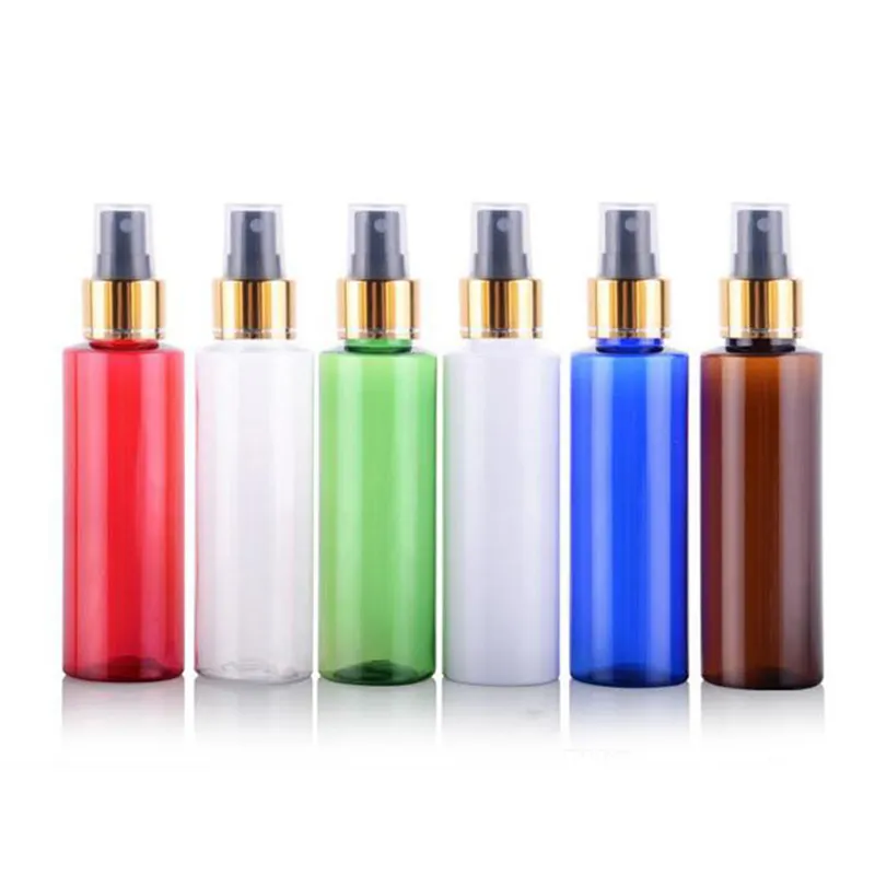 100 ml lege plastic fine gouden fijne mist spuitfles (met tangent) cosmetica verpakking fles hervulbare draagbare reizen