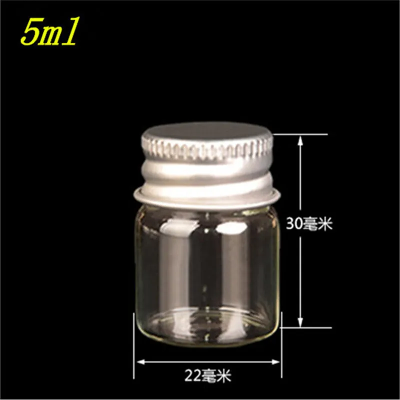 100 adet 22x30mm 5 ml spiral ağız alüminyum kap mini cam şişeler uçucu yağ tütsü cam şişeleri isteyen yıldız şişeleri