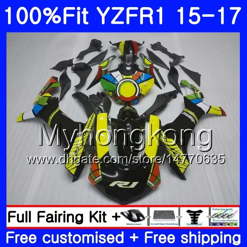 هيئة حقن لياماها YZF R1 1000 YZF-R1 15 16 17 243HM.2 YZF-1000 YZF R 1 YZF1000 YZFR1 مجموعة قوس قزح جديدة 2015 2016 2017 Fairings kit