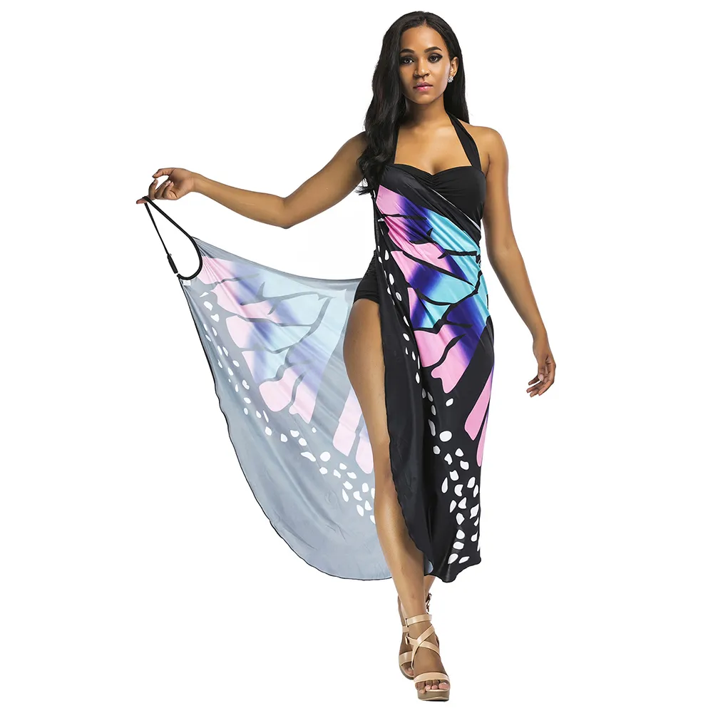 Vestidos casuales estampados Cubrir Wrap Slip Beach 2019 Vestido Túnica Verano Mujer Túnicas Sarong Beach Wear kaftan