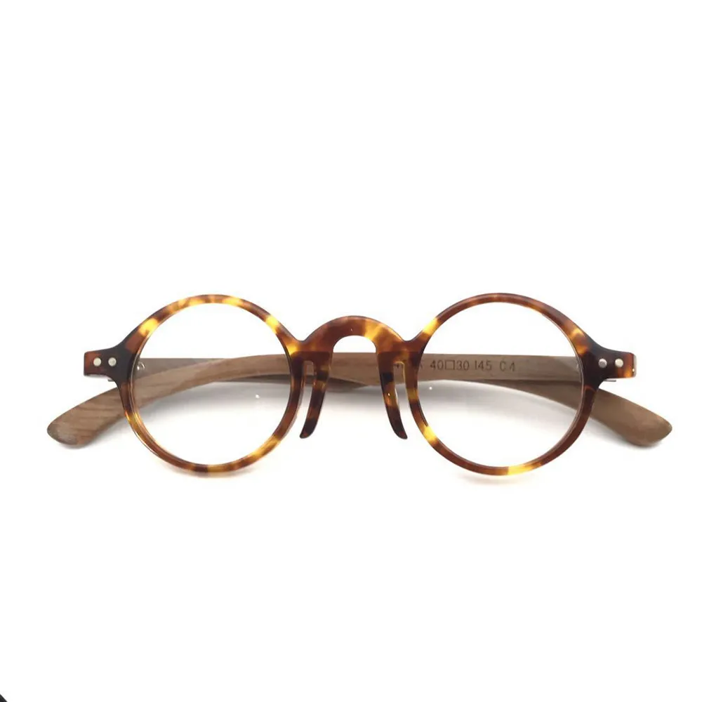 Gli occhiali di prescrizione All'ingrosso-Retro rotonda Eyewear Frames donne degli uomini a mano vetri ottici Frae Legno Occhiali miopia