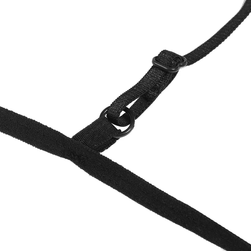 Sexy Lace Bra, Panty, Garter Belt Set For Women Black Transparent Wire