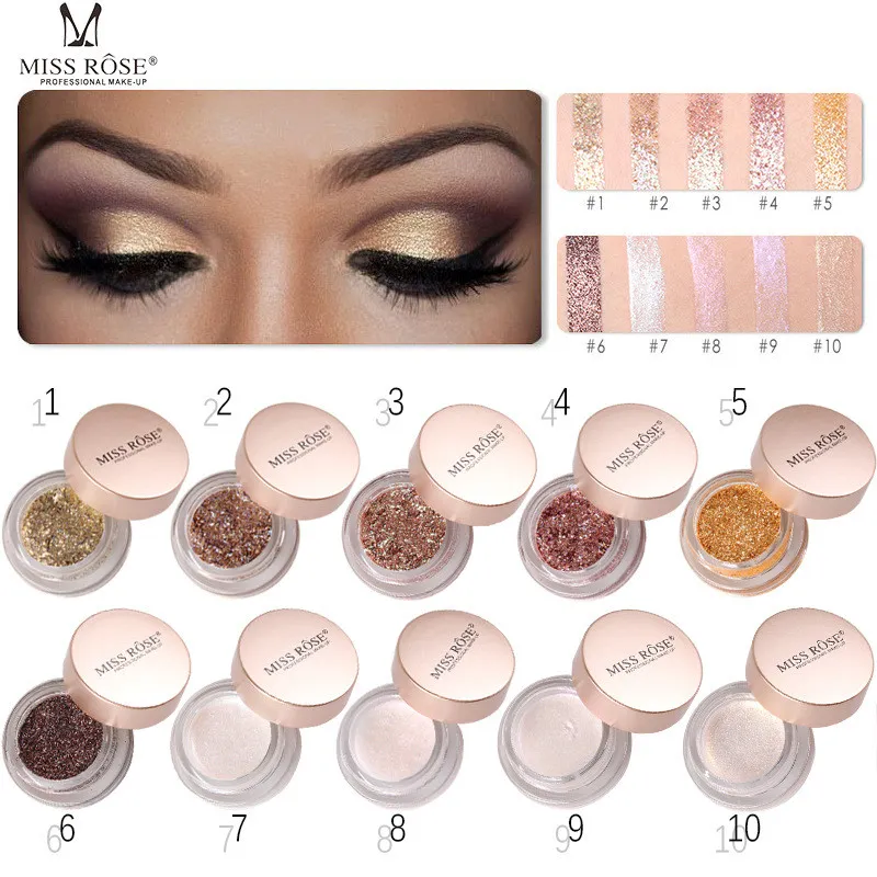 Paleta de sombras de ojos MISS ROSE, paleta de sombras de ojos en polvo con brillo de diamante, sombra de ojos con lentejuelas brillantes, maquillaje cosmético de belleza