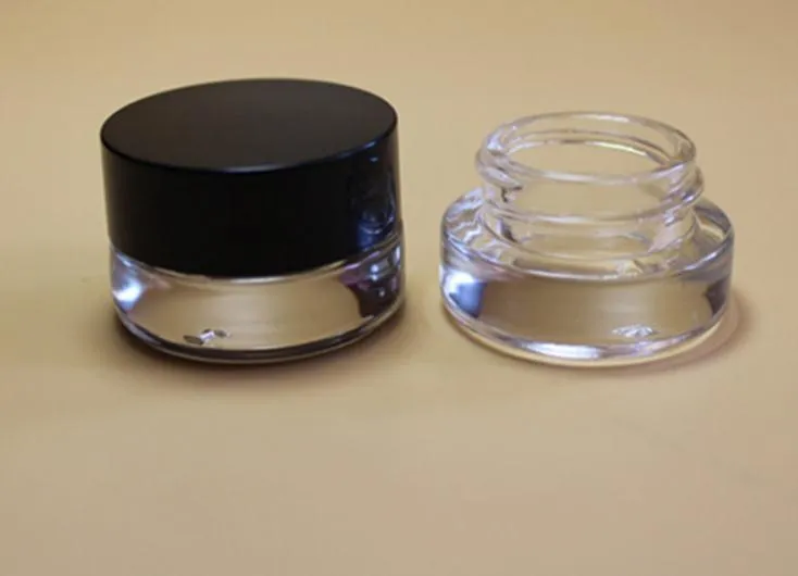 Food Grade Non-Stick 5ml Glas Jar Gehard Glas Container Wax Jar Droge Kruidcontainer met Black Lid V 3ML Glas Jar SN596