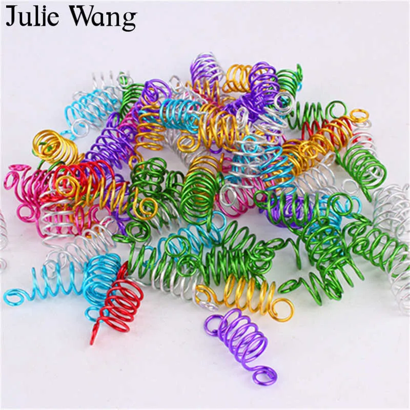 Julie 10 pcs trança dreadlock beads buffs clipes trança espiral fresco cabelo links anéis tubos cabelo estilo estilismo acessório