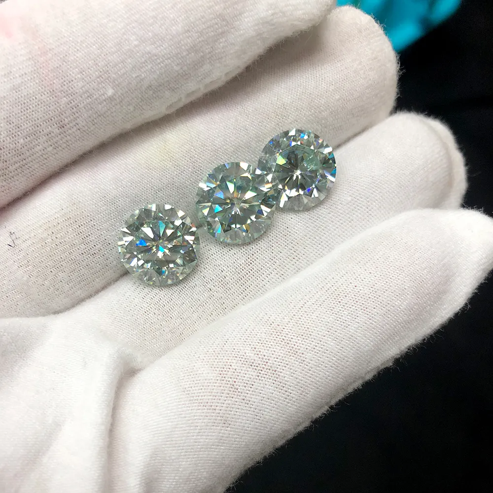 라운드 브릴리언트 컷 moissanite 5 캐럿 11mm 약간의 파란색 테스트 긍정적 인 실험실 자란 다이아몬드 느슨한 보석 돌 우수 VVS1