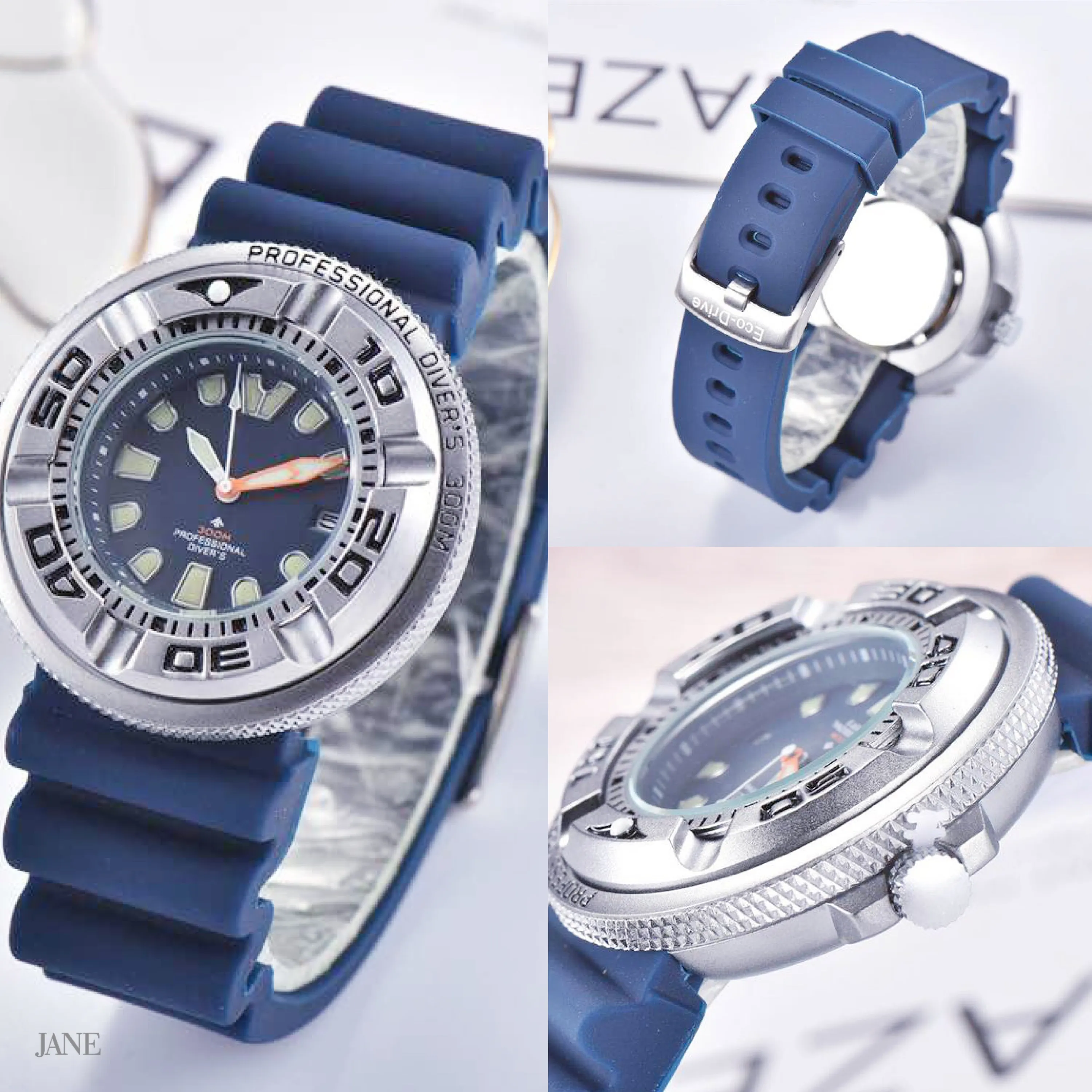 Top lichtgevende horloge mannen quartz horloge saffierglas zwart blauw rubberen band sport mannelijke polshorloge nieuwe mode horloge
