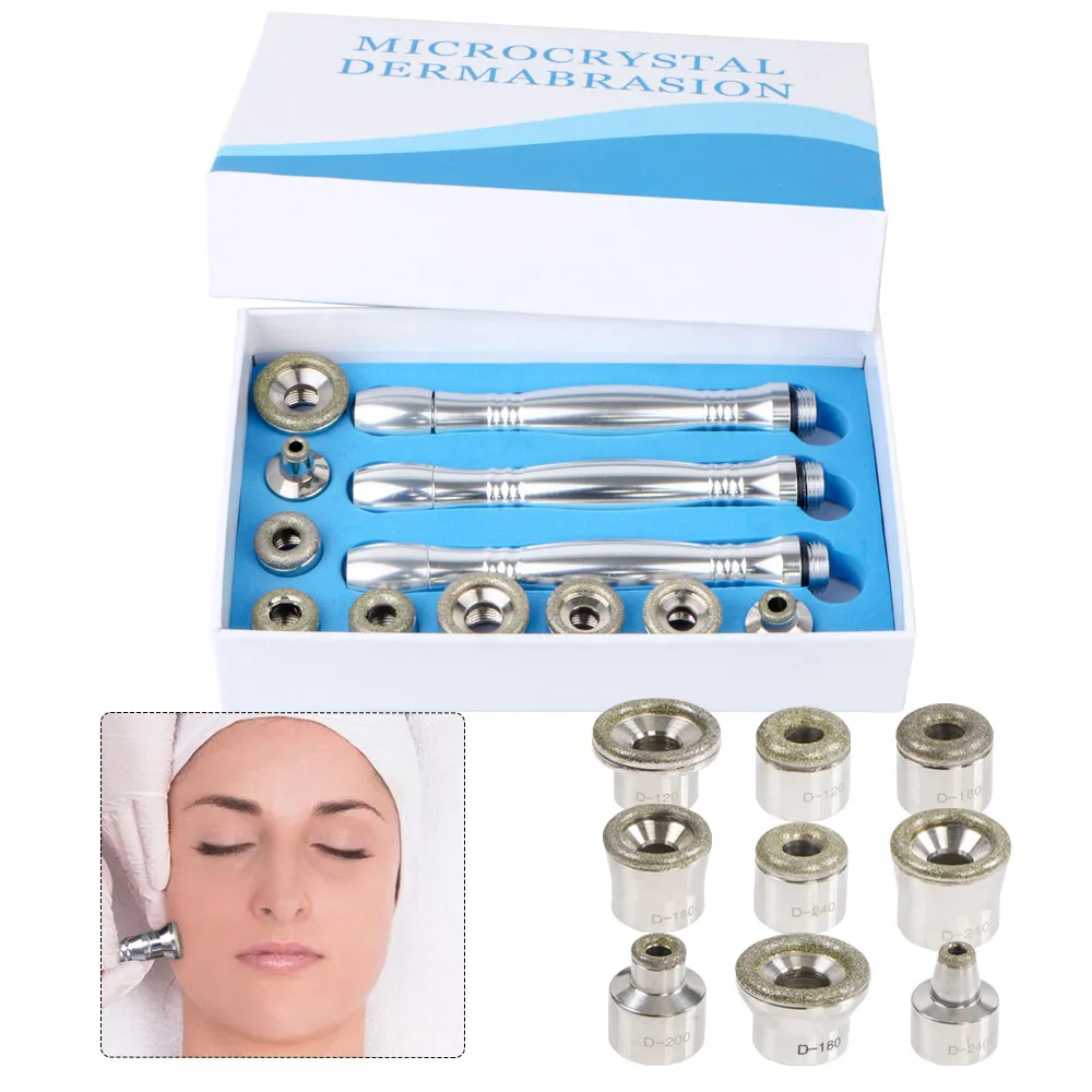 Diamantmikrodermabrasion Stainless Steel Diamond med 3 Wands och 9PCs Diamond Tips Bomullfilter till salu