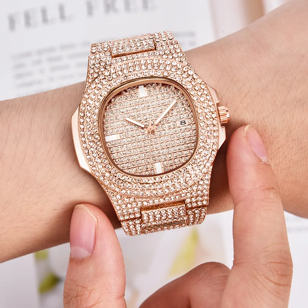 Role Hip Hop Watch Bling Diamond Men Silver Steel Band Mens Business Quartz Wrist Es Waterproof Relogio Masculino V191202 From Huafei10 16.1 DHgate.Com