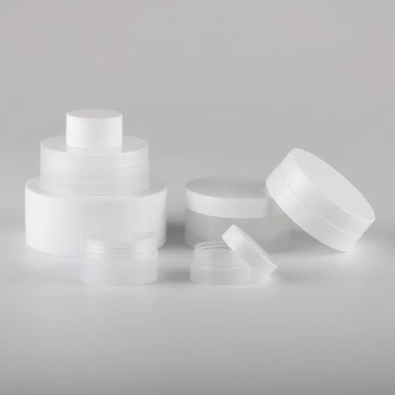 Plastic lege potten voor cosmetische PP witte Clear Cream Jars 3G 5G 10G 30G 50G 100G Make Containers F2047