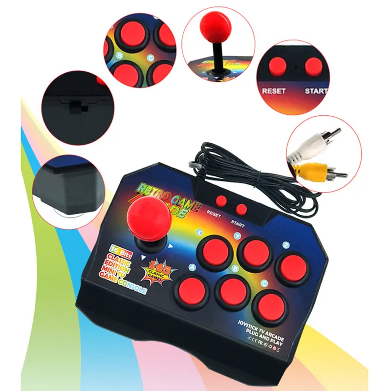 Retro Arcade Game Joystick Game Controller Nostalgic Host AV Plug Gamepad Console يمكن تخزين 145 مباراة للتلفزيون الكلاسيكي الطبعة