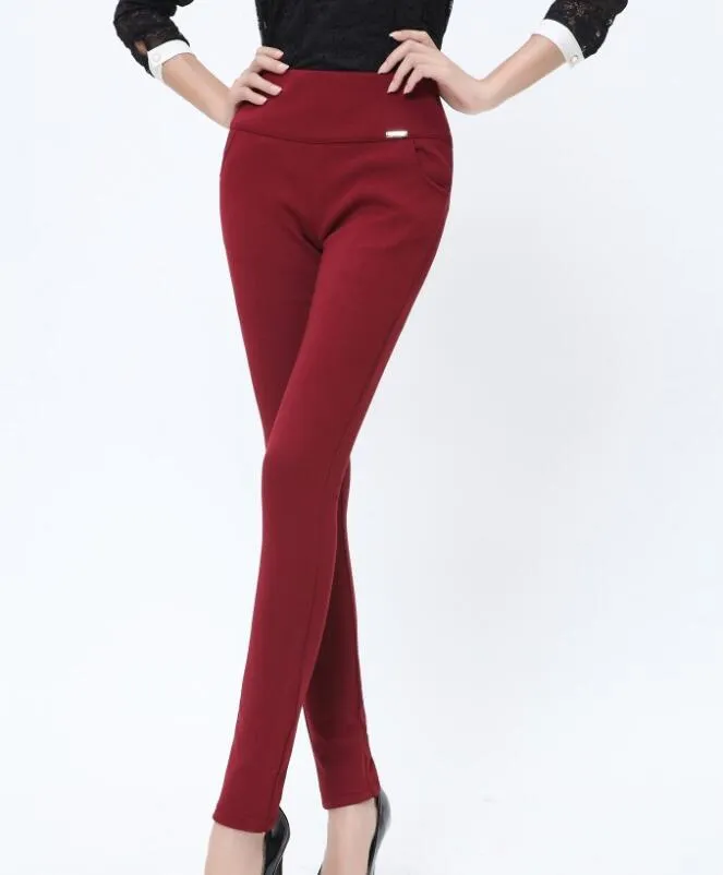 Pantalon Femmes 2018 Mode Plus Taille S-5XL Pantalon à crayons à taille élastique Solide Style Solide Taute Haute Pantalon élastique Pantalon Femme