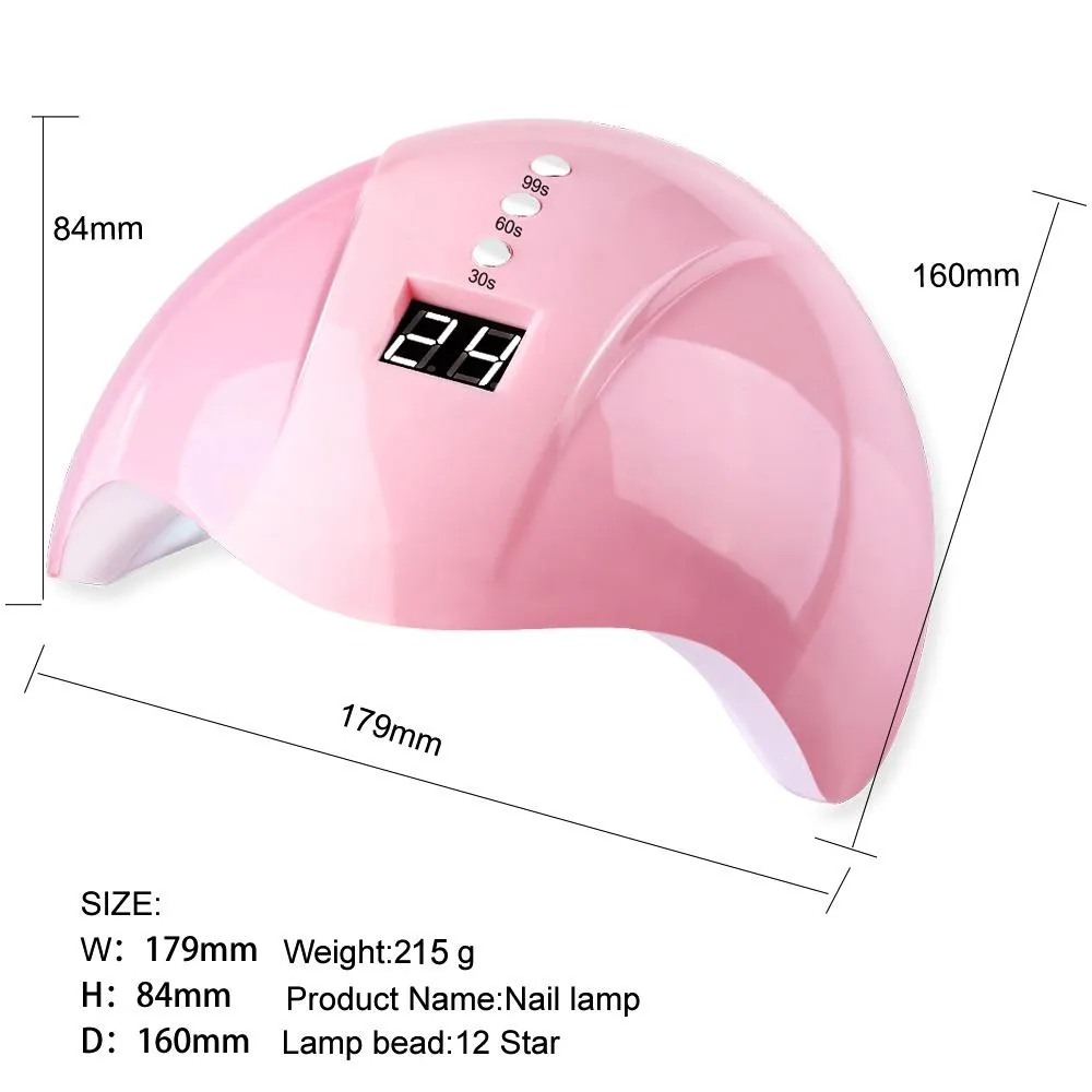 36W LED UV Nail Lamp - Professional Gel Nail Polish Dryer with Auto ...
