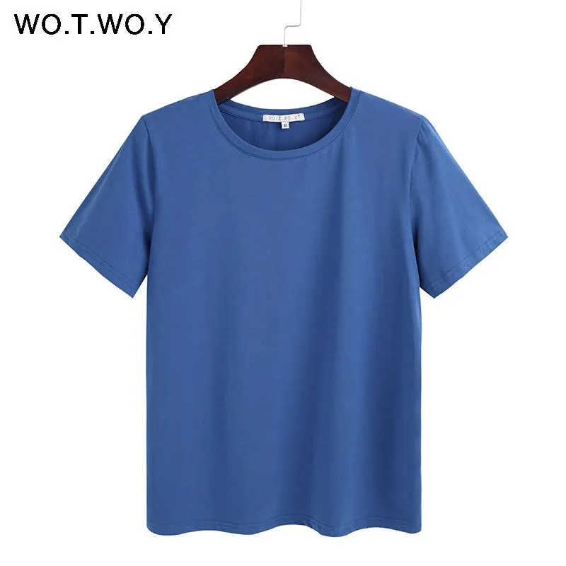 2018 Summer Cotton T Shirt Women Loose Style Solid Tee Shirt Female Short Sleeve Top Tees O-Neck T-shirt Women