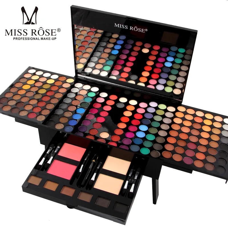 Miss Rose Professional Paleta de maquiagem completa Conjuntos de paleta para mulheres Lips Face Eyeshadow Powder Lipstick