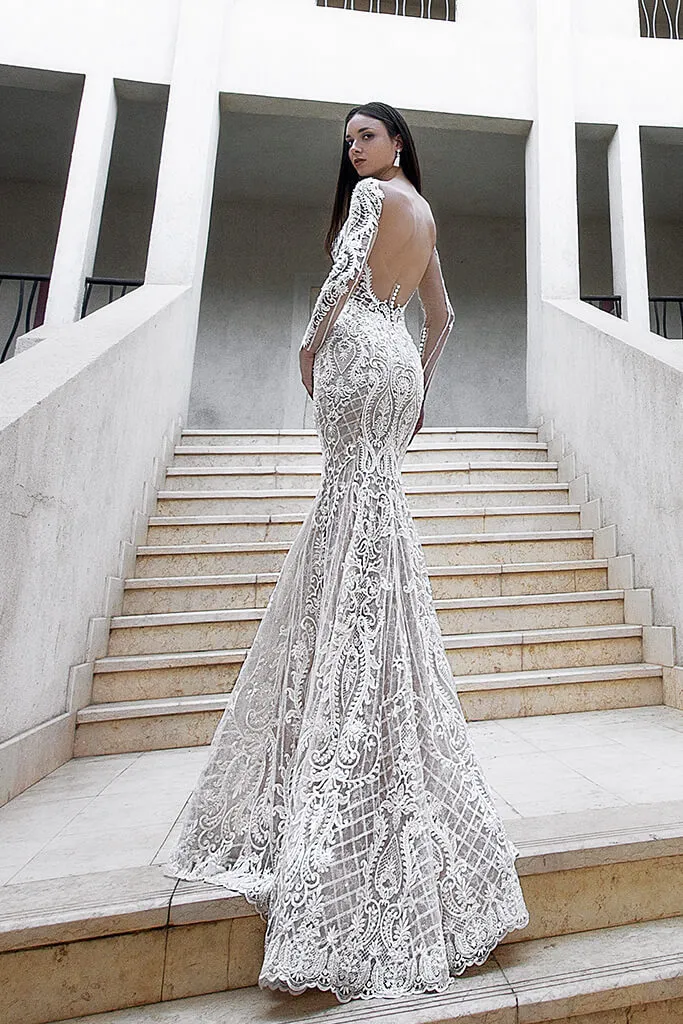 Oksana Mukha 2019 Wedding Dresses V Neck Lace Appliques Bohemia