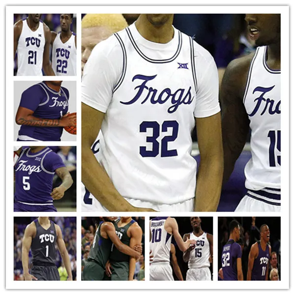 NCAA College TCU Horned Frogs Basketball Jersey Mike Miles RJ Nembhard Damion Baugh Emanuel Miller Chuck O'Bannon Jr. Eddie Lampkin Micah Peavy Farabello Cork 4XL