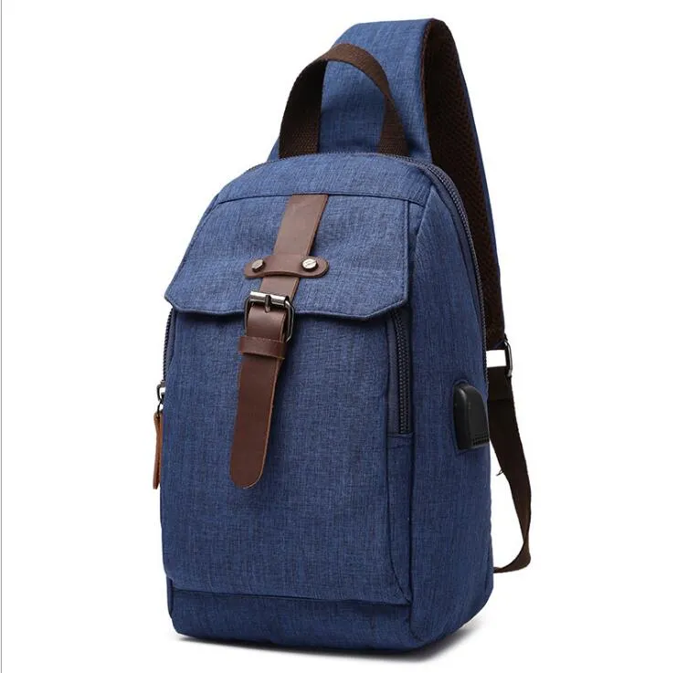 HBP Blauer Rucksack-Stil, Reisegepäcktasche, Einzelgurt, Tasche mit einem Gurt, einfarbig, spritzwassergeschützter Rucksack für Mittelschüler, gratis S