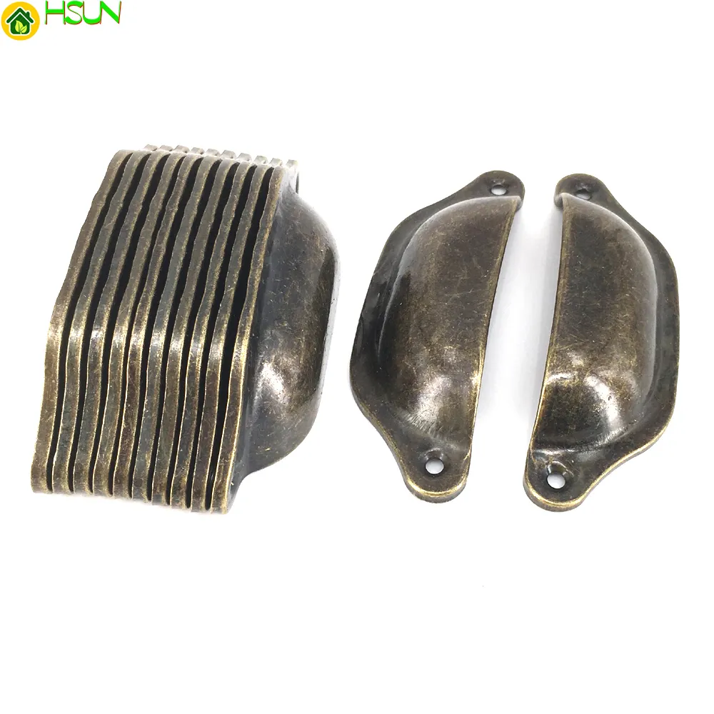 10 teile/los Schrank Tür Schrank Tasse Schublade Möbel Antike Shell Pull Griff mit Schrauben 98mm lange Shell eisen griff