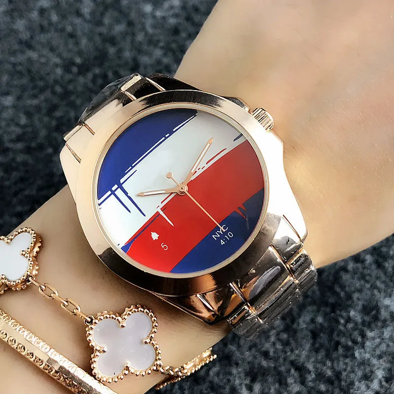 Fashion Brand Watch Watch for Women039S Girl Flag Style Steel Metal Band Quartz Watches Tom650128386456