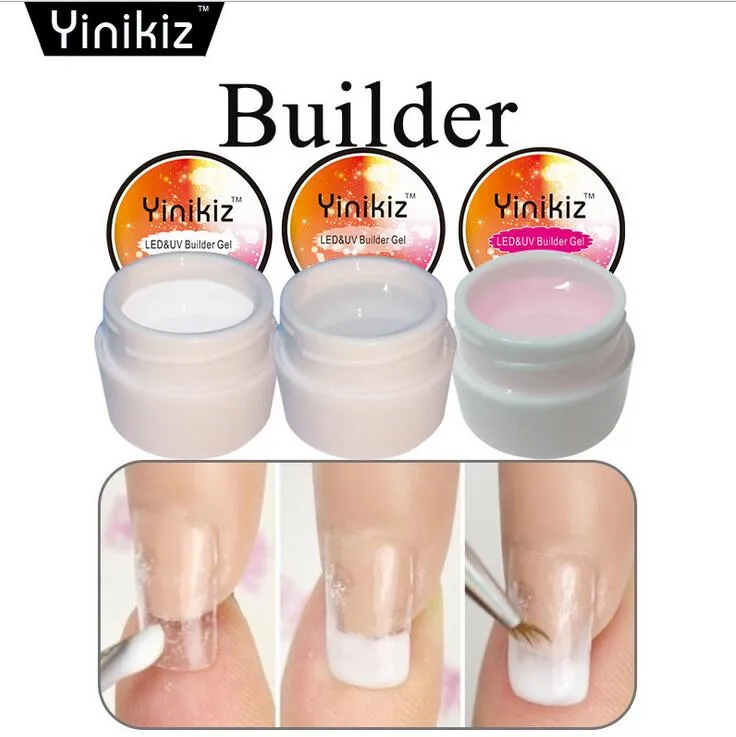 Fototerapia de uñas Pegamento 3 Color Gel Francés UV Extensión de la base Glue Glue Builder Dedo Nail Gel Stail Extender