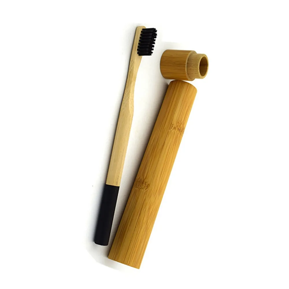 100% Biodegradable bamboo toothbrush holder with kraft case creative customized logo natural eco friendly wooden natural travel hotel supply