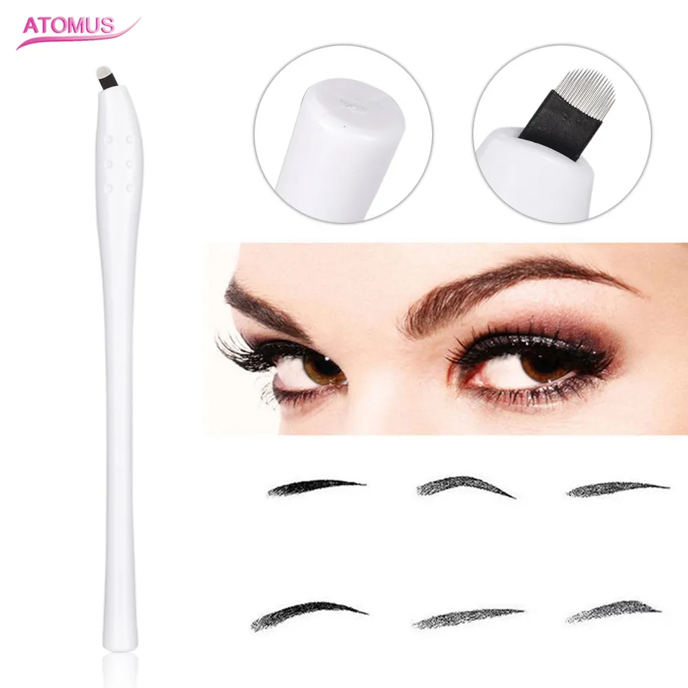 1 pc Descartável Microblading Caneta Manual com 18Pin U Agulhas Sobrancelha Tatuagem Supplys Ferramenta de Classe Médica