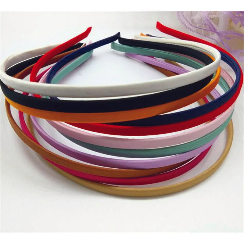 50 Pieces Blank Solid Colors Fabric Covered Headbands 5mm Metal Hair Bands  For Hair Accessories Diy Craft Free Shipping Wholesale