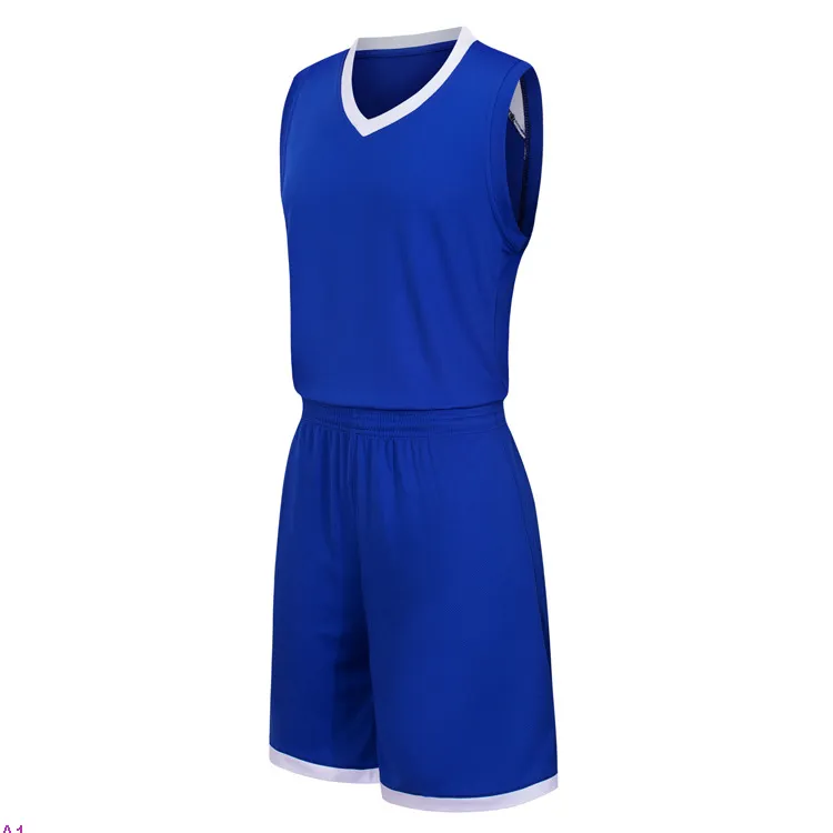 2019 nouveaux maillots de basket-ball vierges imprimés logo homme taille S-XXL pas cher prix expédition rapide bonne qualité bleu A001n