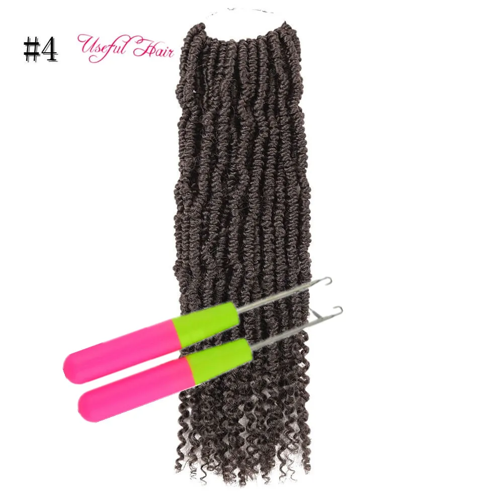 Pre-twisted Passion Twist Crochet Braids Hair 14 tum Syntetisk Bomb Twist Crochet Hair Black Marley Extensions med mjukt lockig ände