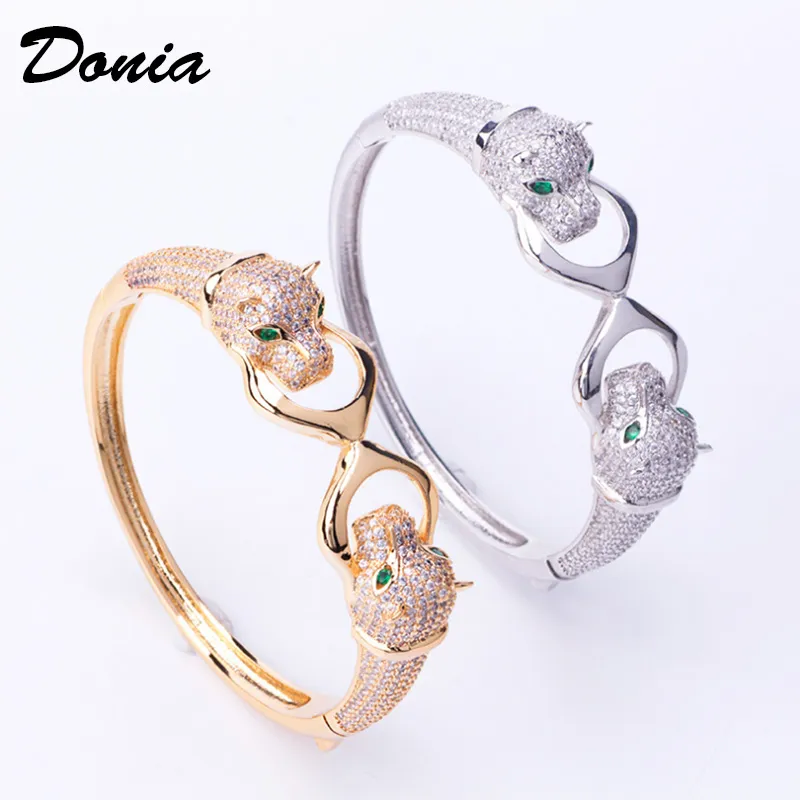 Donia Jewelry Luxury Bangle European och American Fashion Party överdrivna Leopard koppar Mikroinmatad zirkonarmbanddesigner