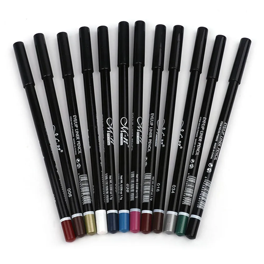 熱い販売12色防水アイライナー鉛筆長さの目のライナー鉛筆メイクアップ化粧品のための化粧品を構成するセットの美容ツール
