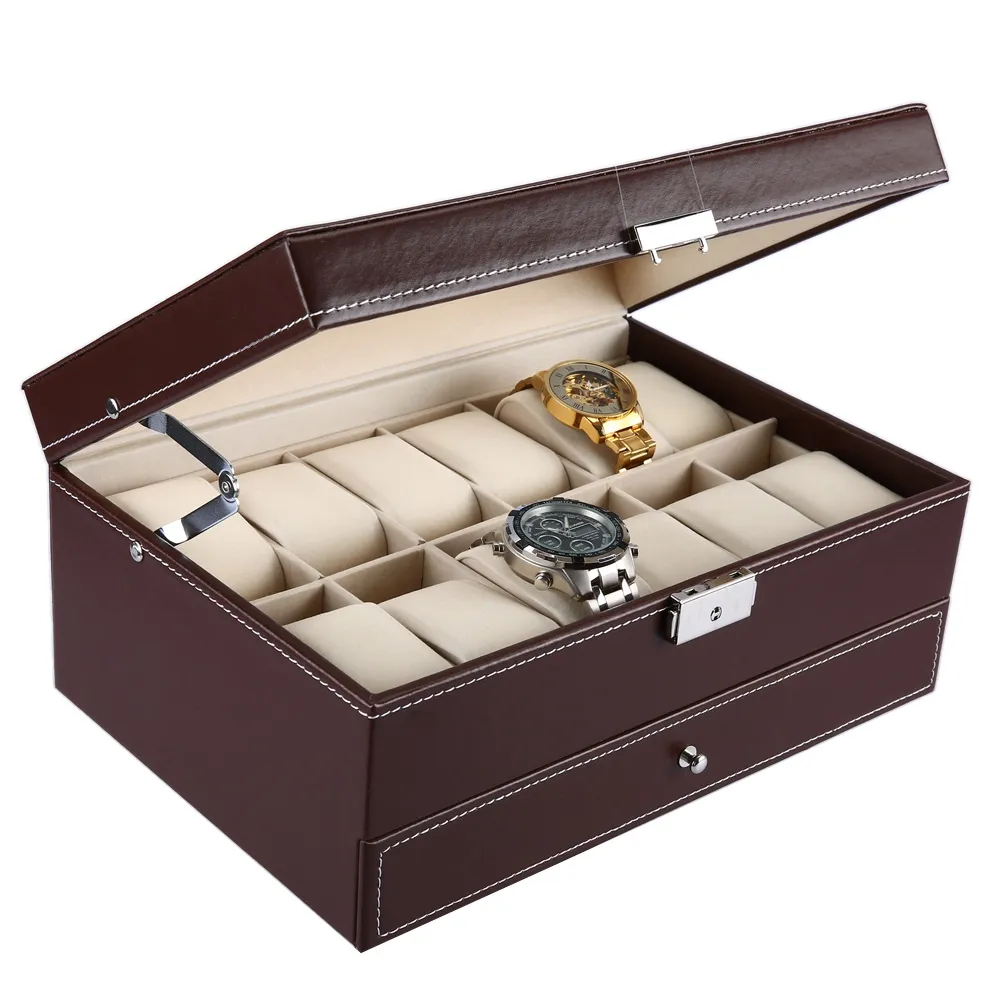 Original Multifunctional Drawer-style PU Watch Box Collection Jewelry Display Collection Storage Case Watches Boxes Holder