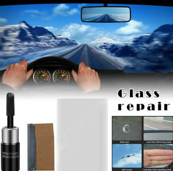 Outil de restauration de fissures de verre automobile, Kit de résine de réparation de pare-brise de voiture, bricolage outils de réparation de vitres de voiture, colle de durcissement de vitres 288W